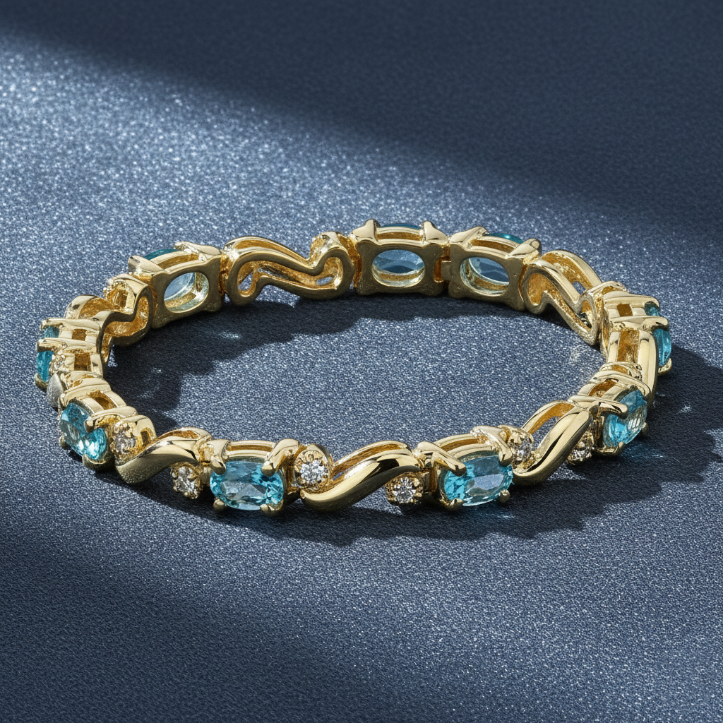 Vibrant Blue Topaz and Diamond Bracelet
