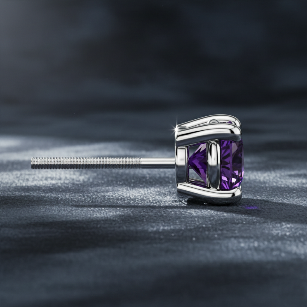 Vibrant Purple Gemstone Accent Stud