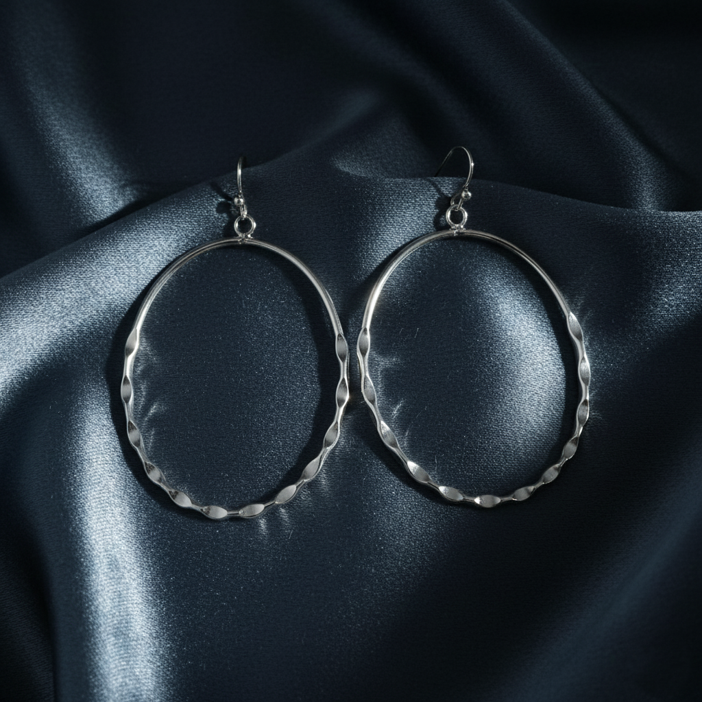 Classic Grooved Dangle Hoop Earrings