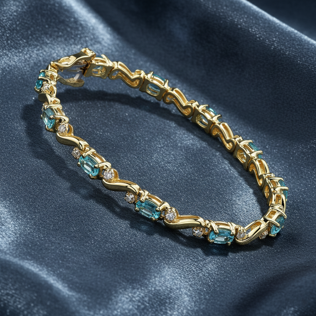 Vibrant Blue Topaz and Diamond Bracelet