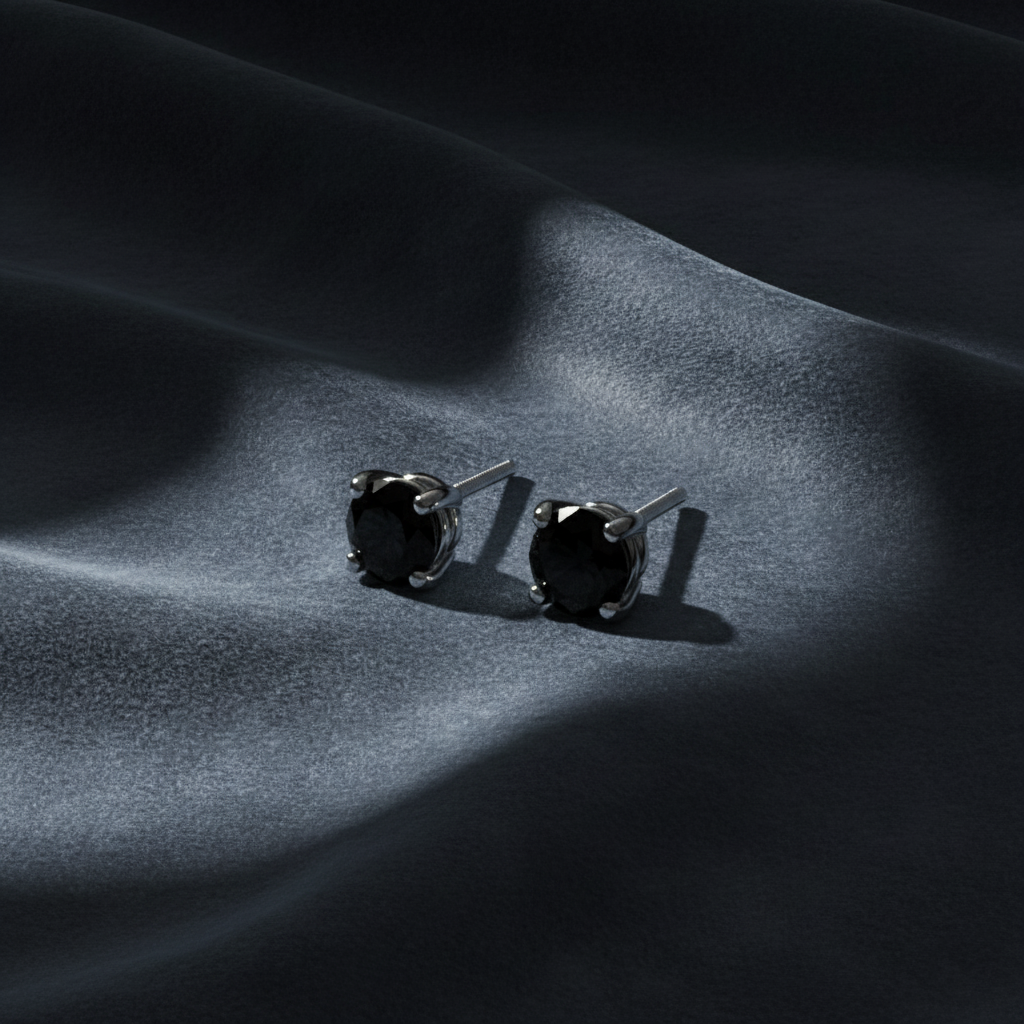 Classic Black Diamond Stud Earrings