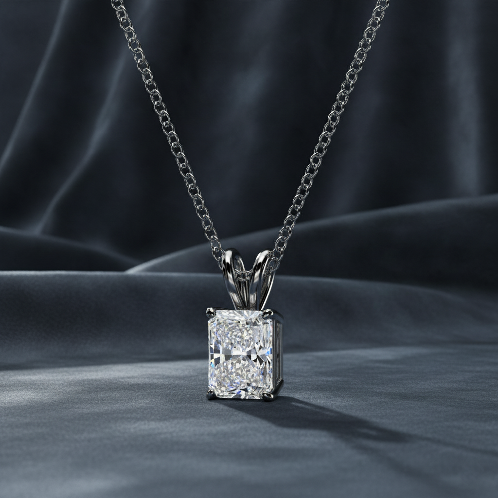 Luminous White Gold Modern Diamond Necklace