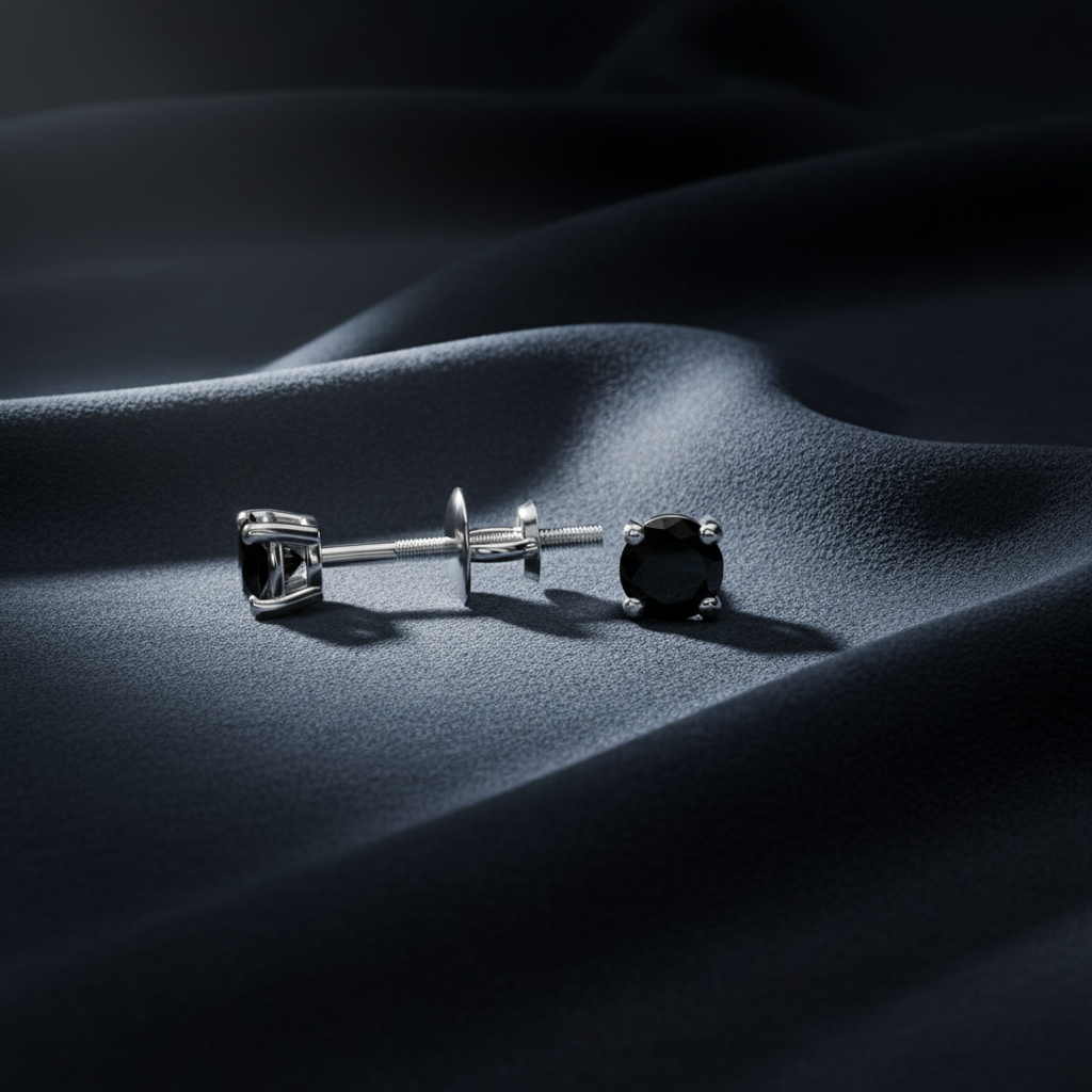 Classic Black Diamond Stud Earrings