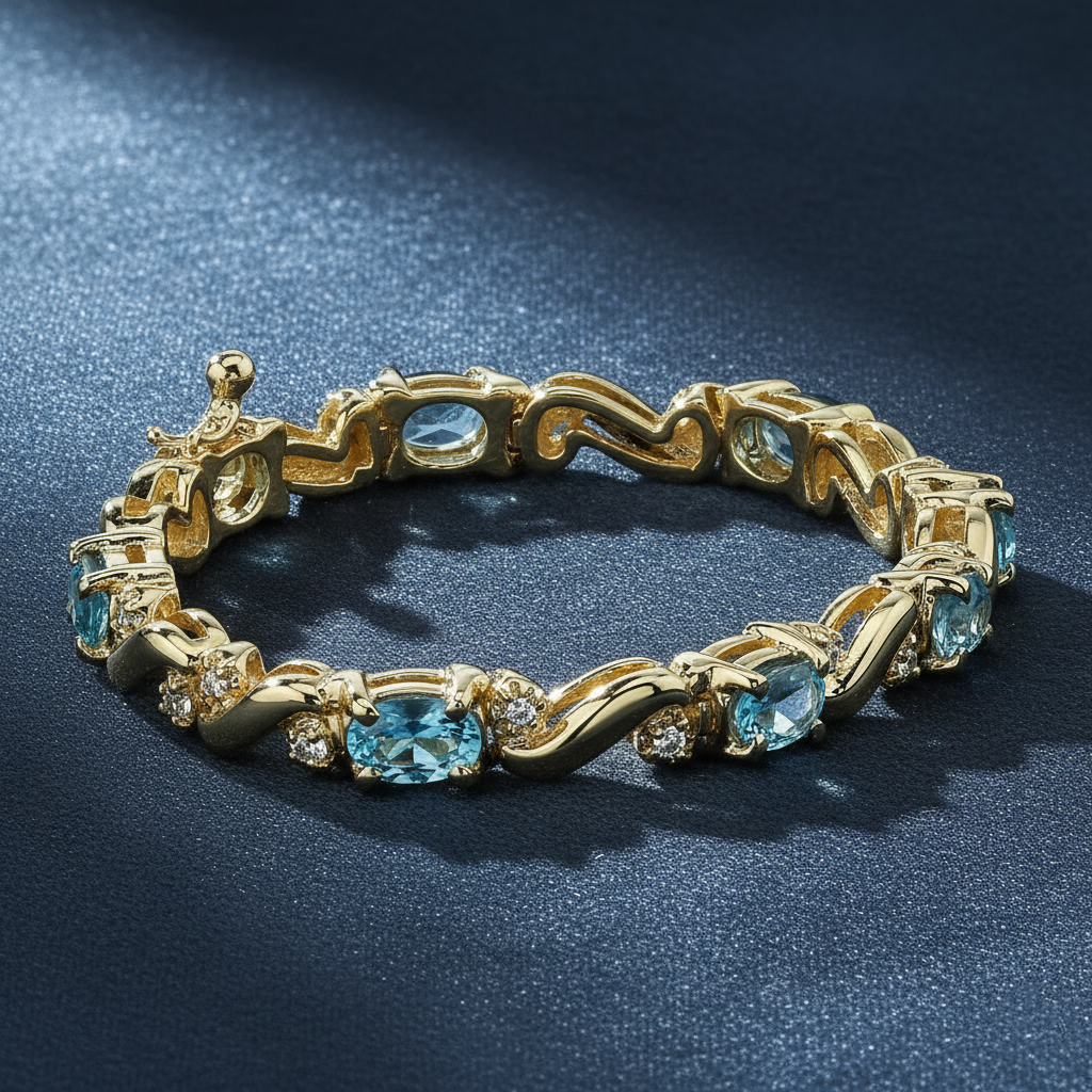 Vibrant Blue Topaz and Diamond Bracelet