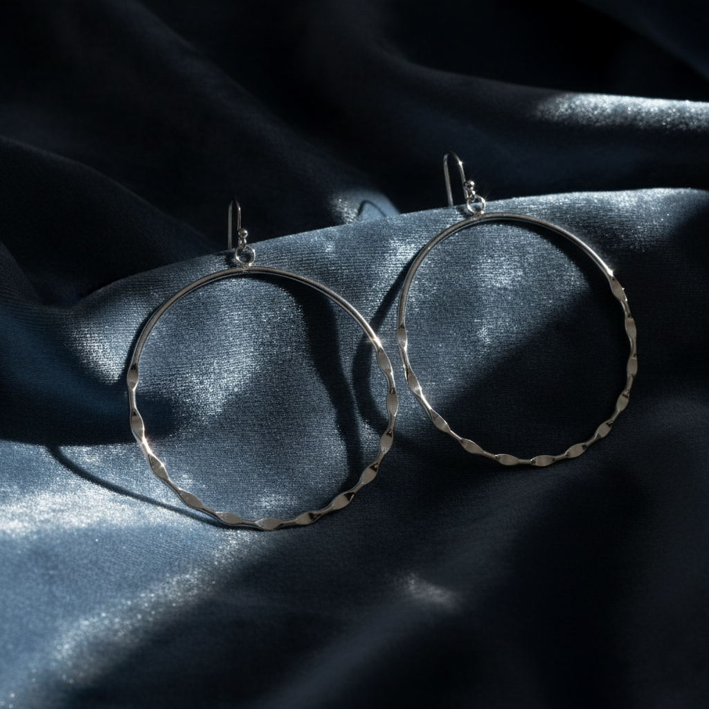 Classic Grooved Dangle Hoop Earrings