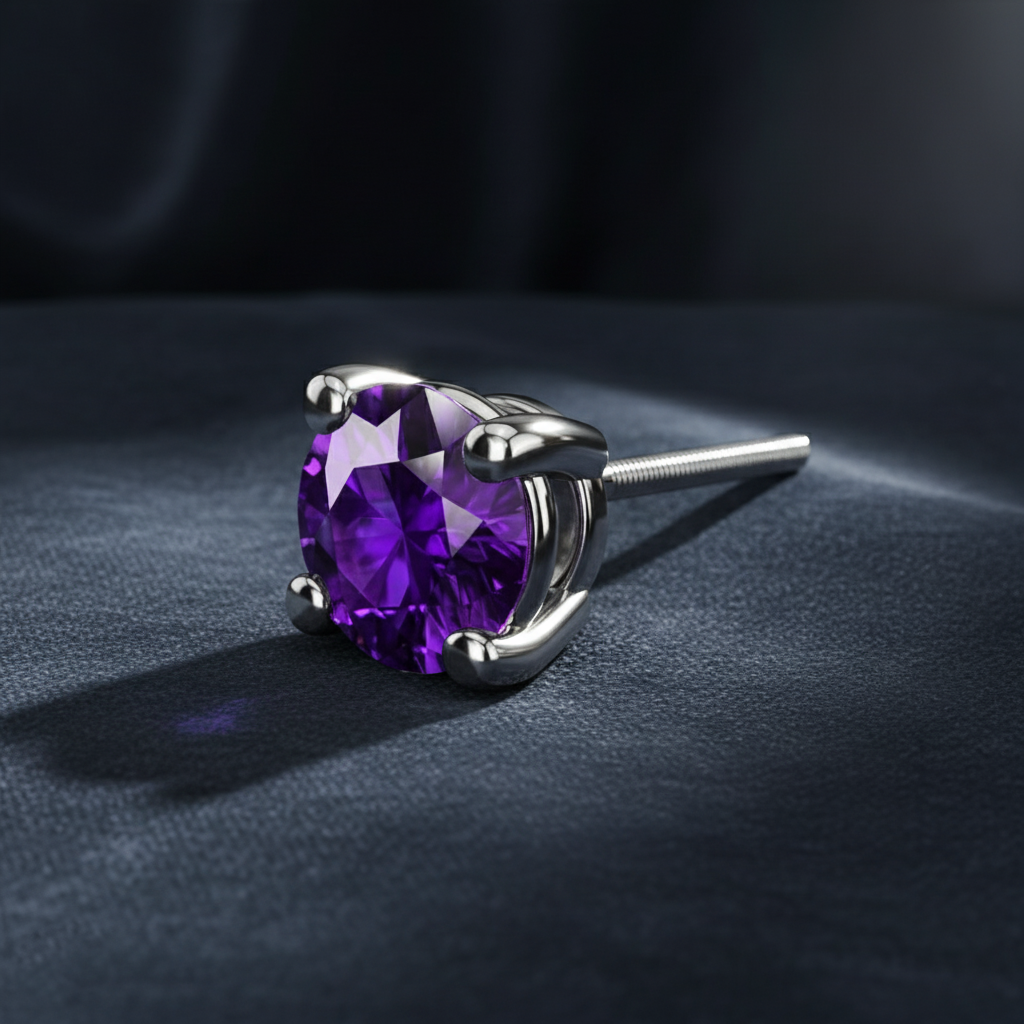 Vibrant Purple Gemstone Accent Stud