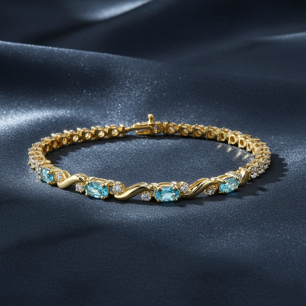 Vibrant Blue Topaz and Diamond Bracelet