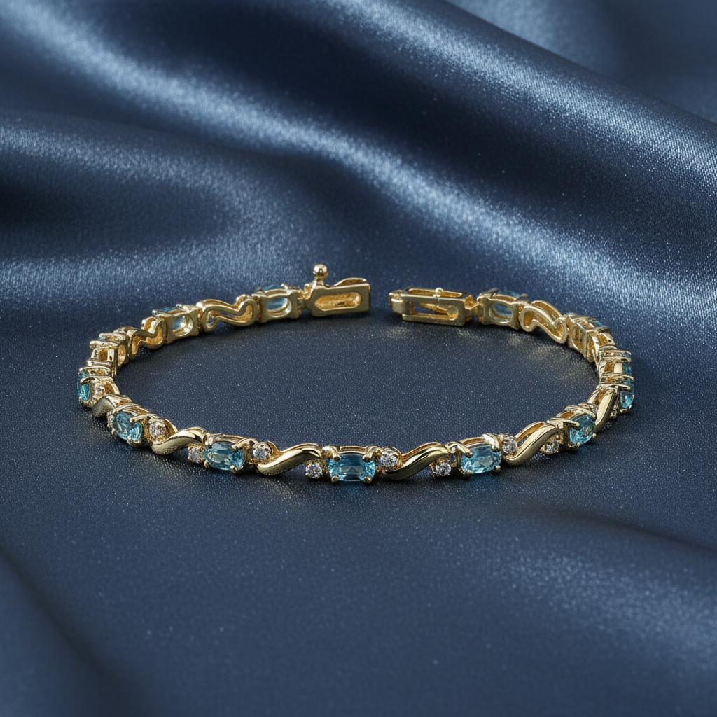 Vibrant Blue Topaz and Diamond Bracelet
