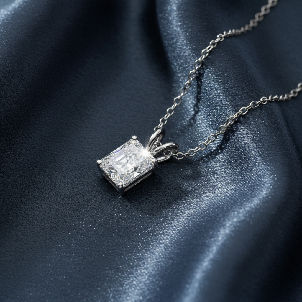 Luminous White Gold Modern Diamond Necklace