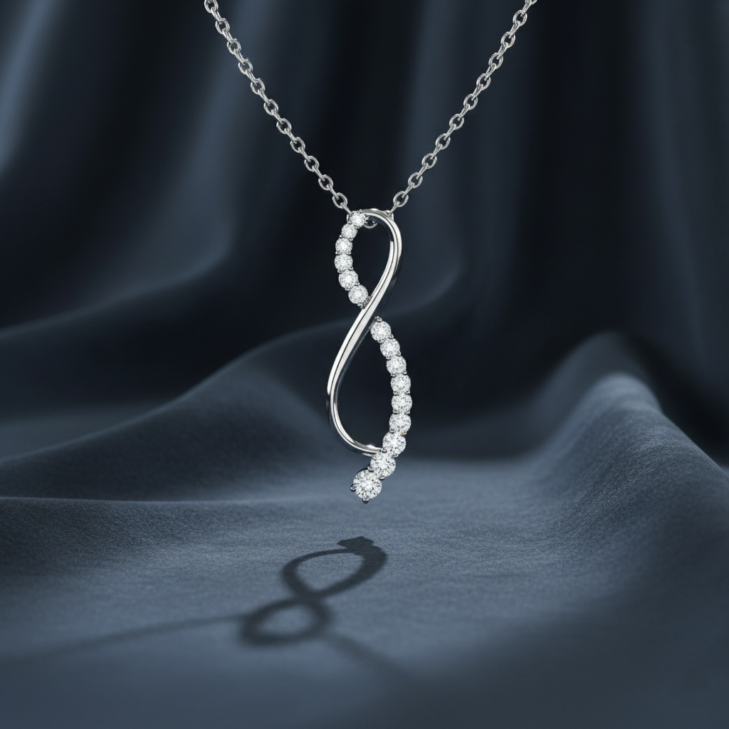 Swirl Diamond Journey Pendant Necklace