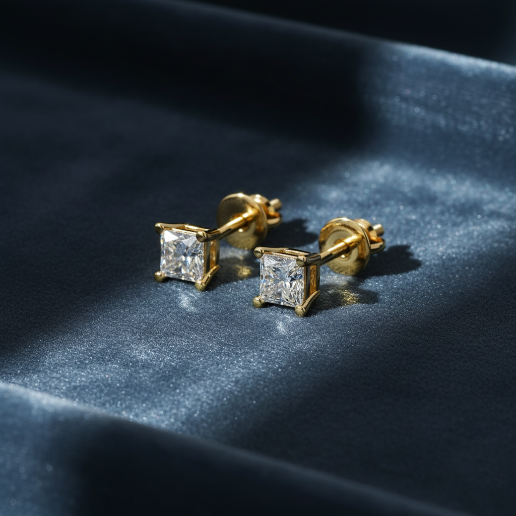 Perfectly Pretty Princess Diamond Stud Earrings