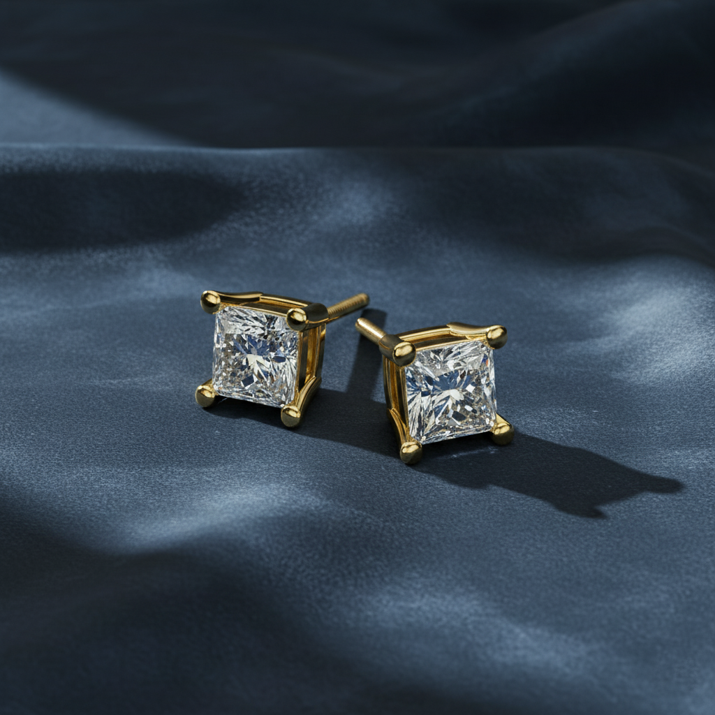 Perfectly Pretty Princess Diamond Stud Earrings