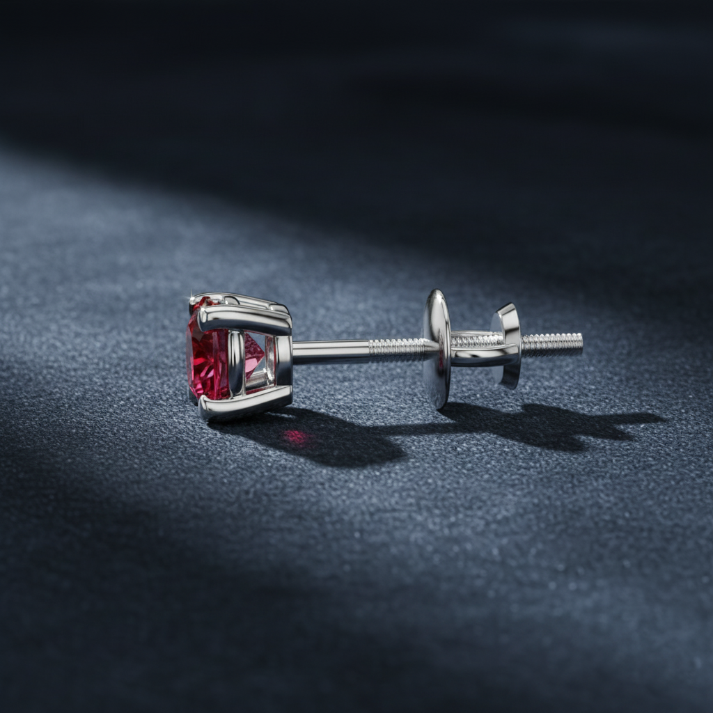 Romantic Ruby Gemstone Single Stud Earring