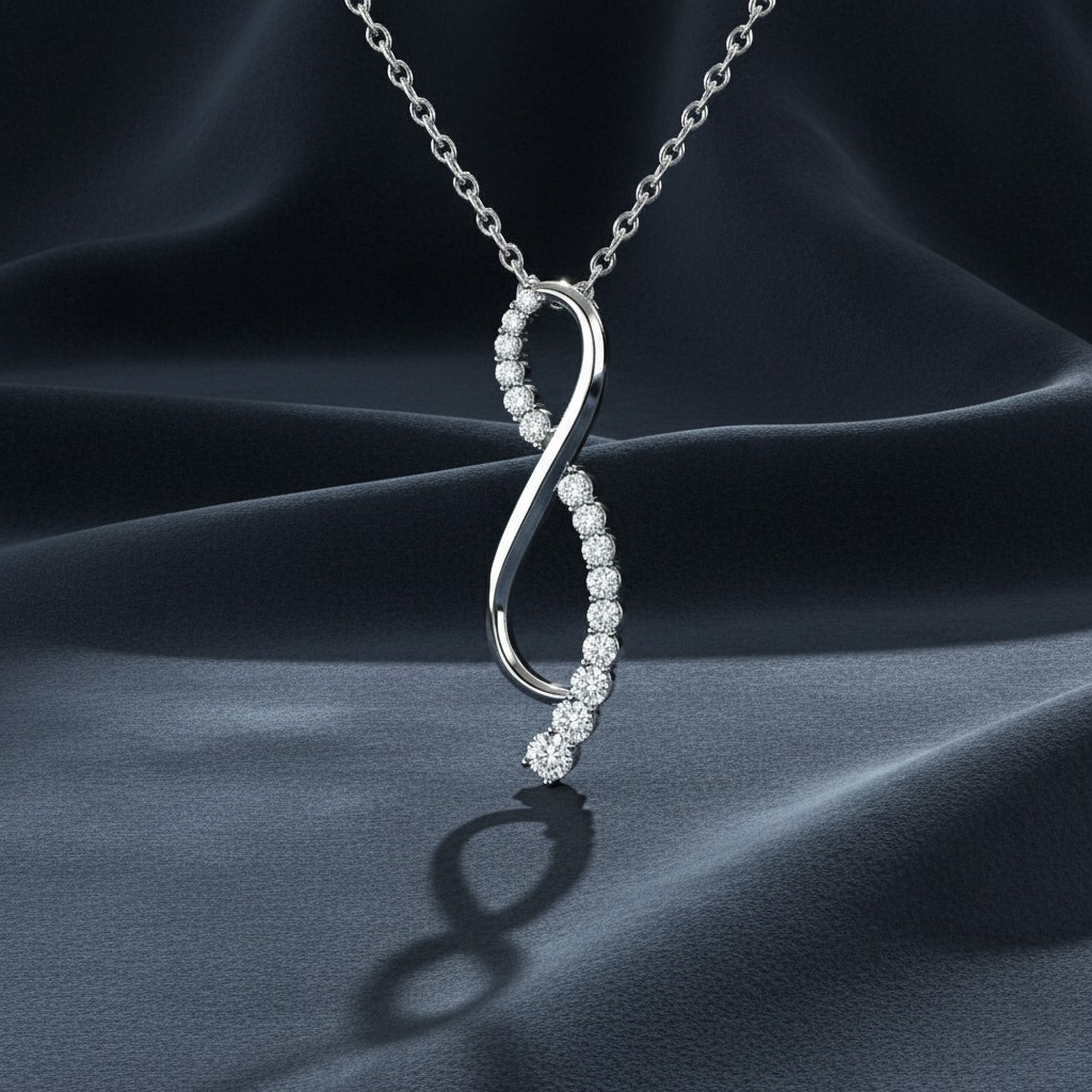 Swirl Diamond Journey Pendant Necklace