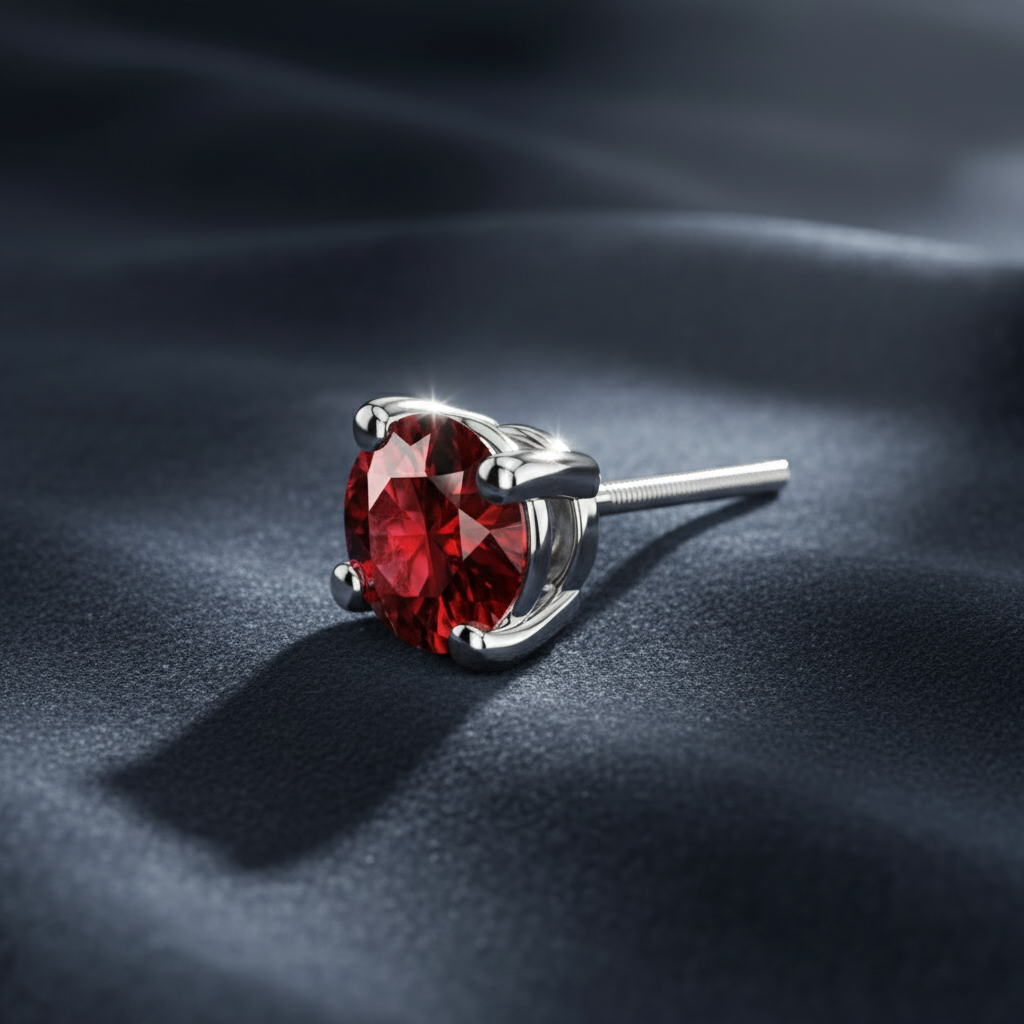 Romantic Ruby Gemstone Single Stud Earring