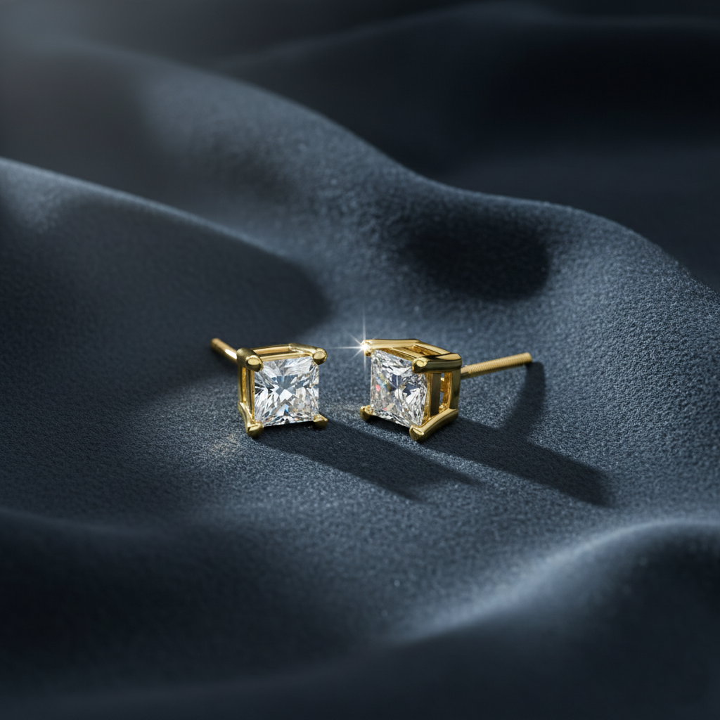 Perfectly Pretty Princess Diamond Stud Earrings