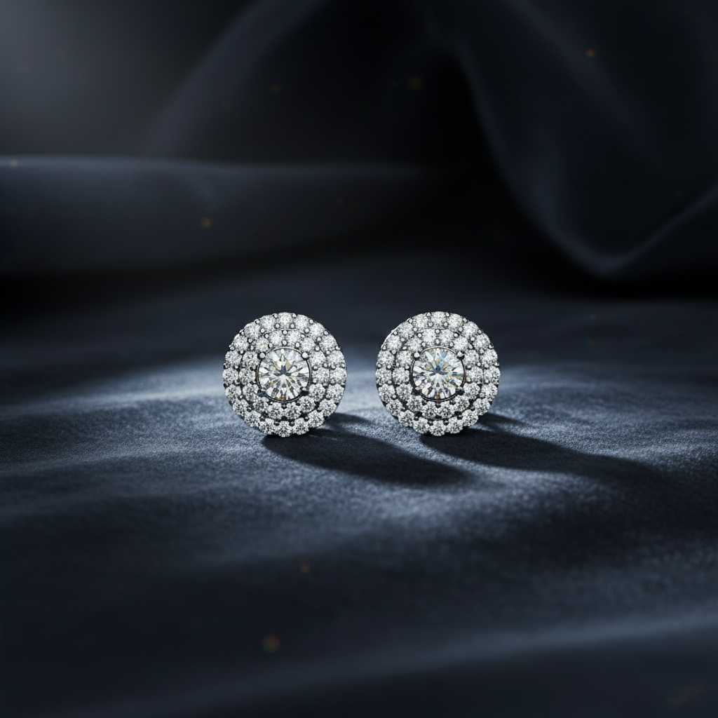 Exquisite Center Sparkle Diamond Stud Earrings