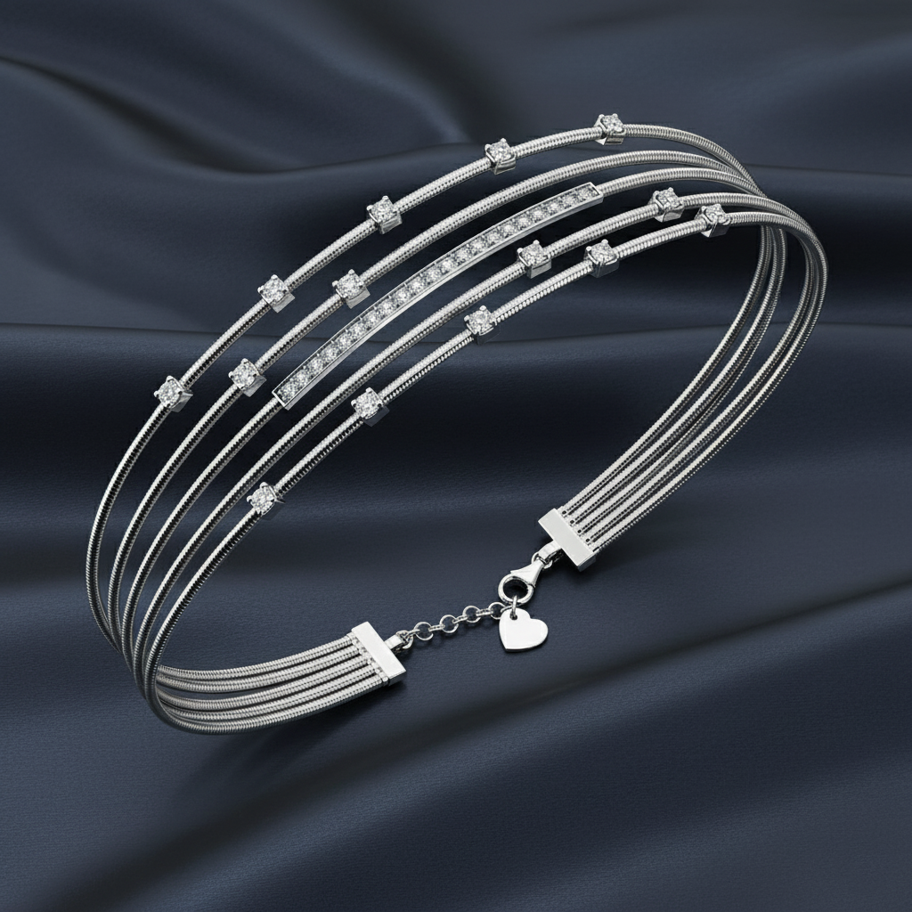 Stylish Low-Profile Lab Diamond Bangle Bracelet