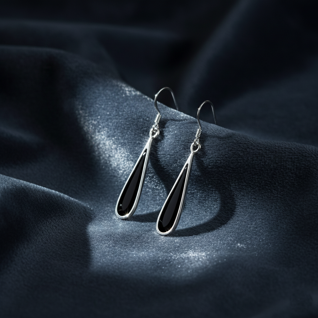 Artful Black Onyx Drop Earrings