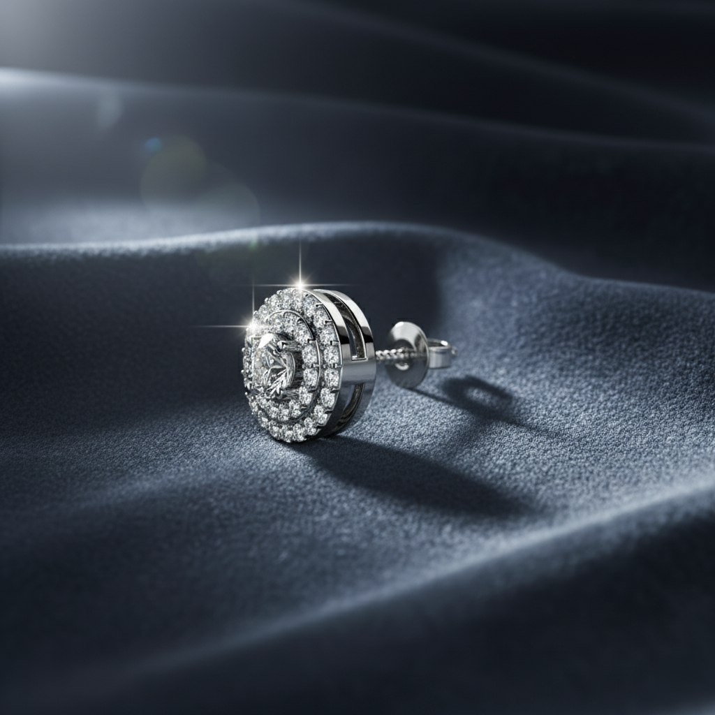 Exquisite Center Sparkle Diamond Stud Earrings