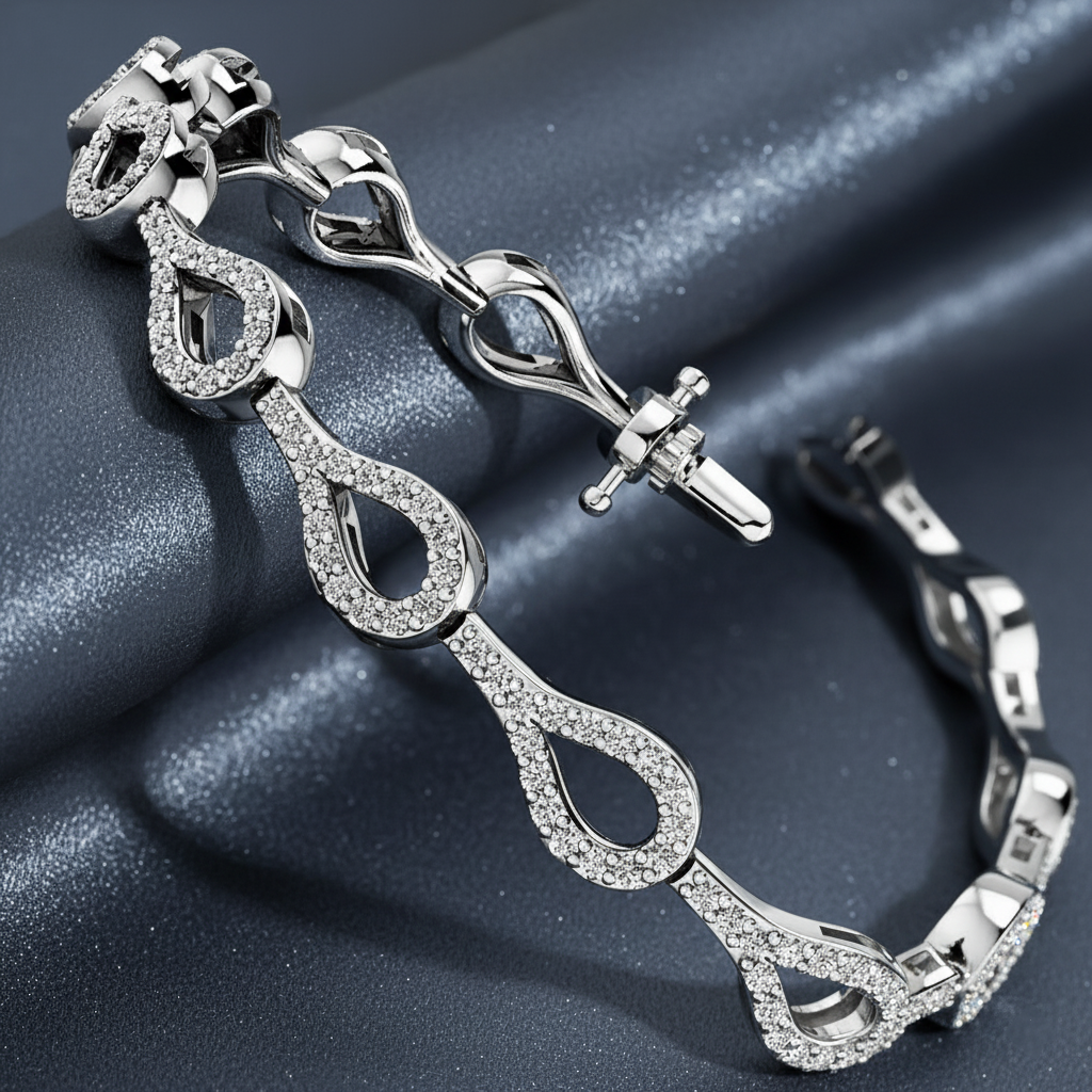 Elegant Water Drop Shaped Diamond Bracelet