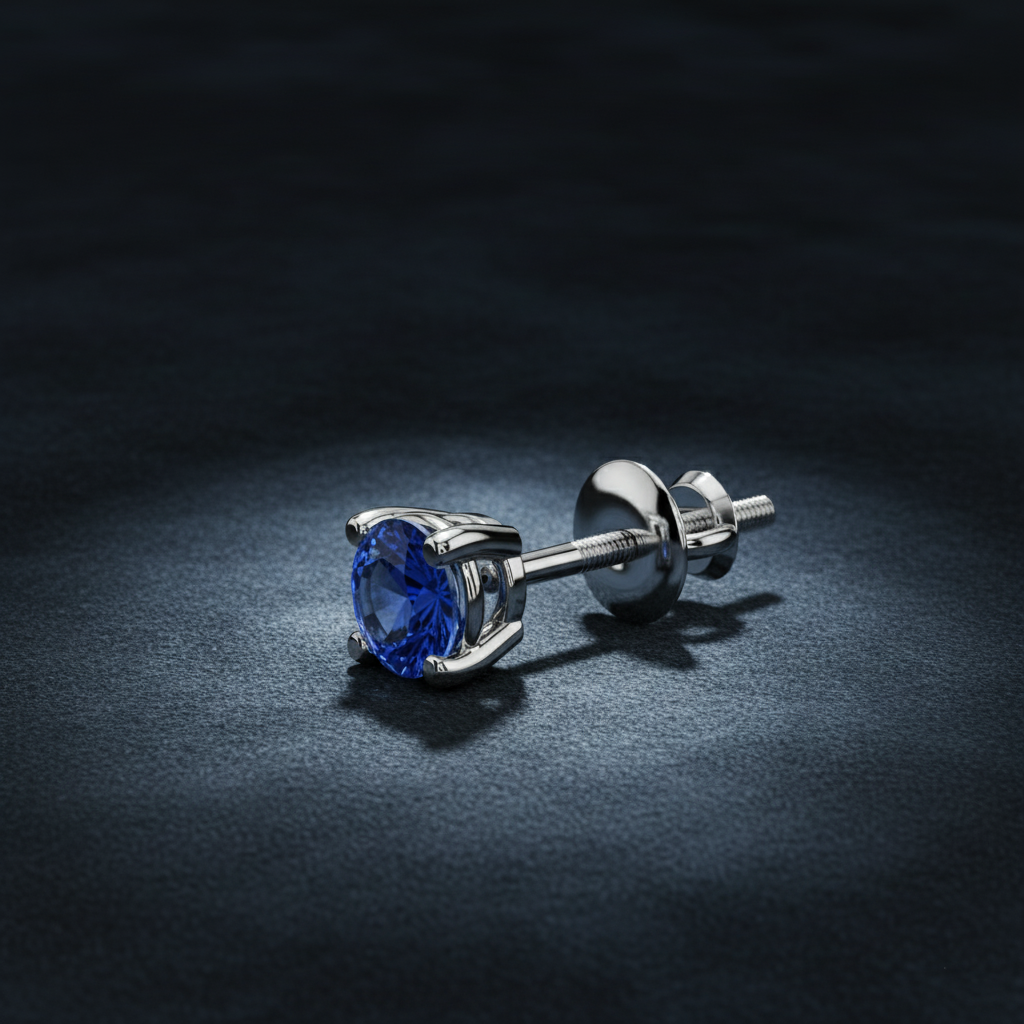 Classic Blue Gemstone Accent Stud Earring