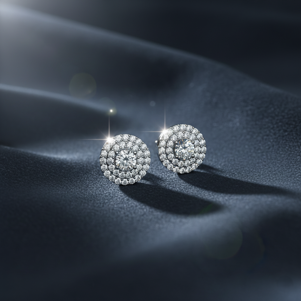 Exquisite Center Sparkle Diamond Stud Earrings