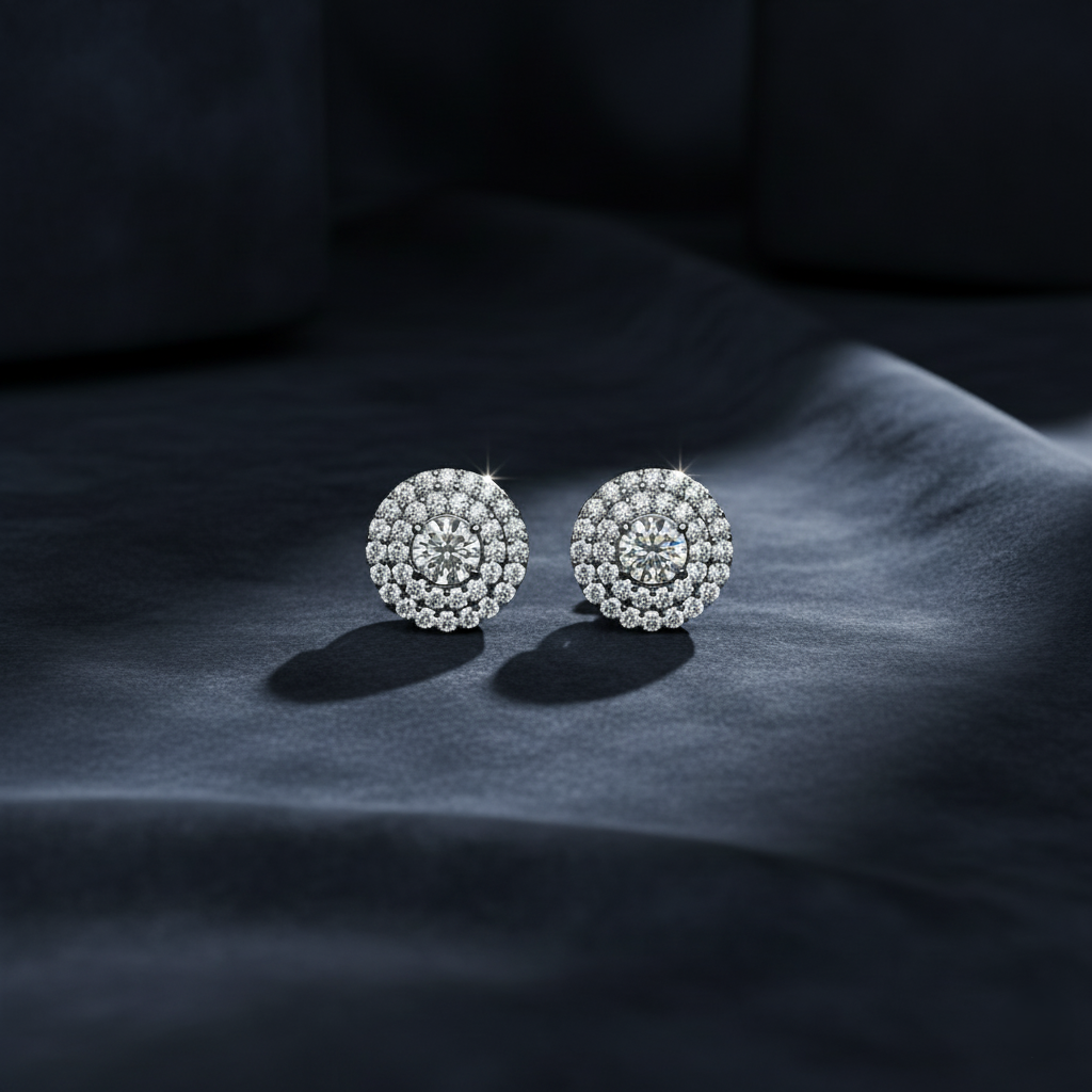 Exquisite Center Sparkle Diamond Stud Earrings