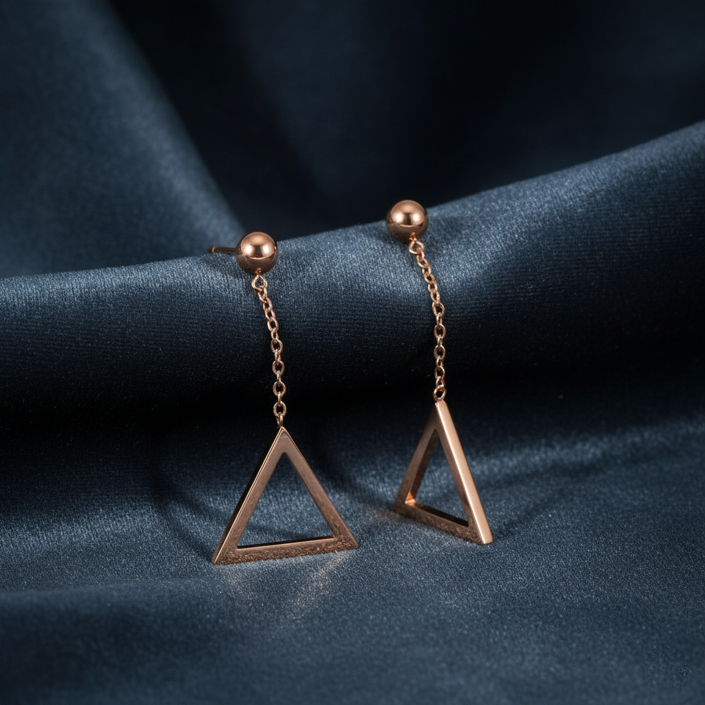 Bold Geometric Triangle Drop Earrings