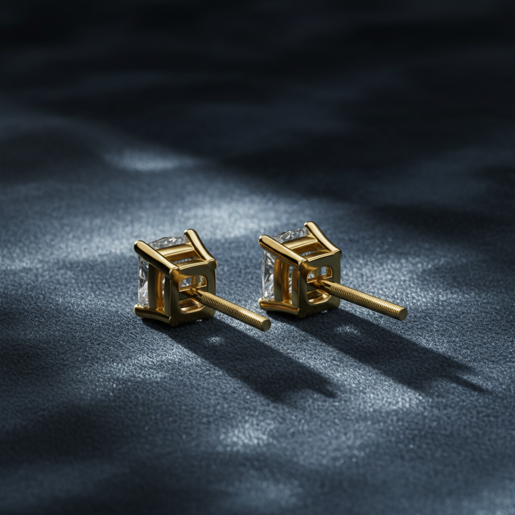 Elegant Cushion Cut Diamond Stud Earrings