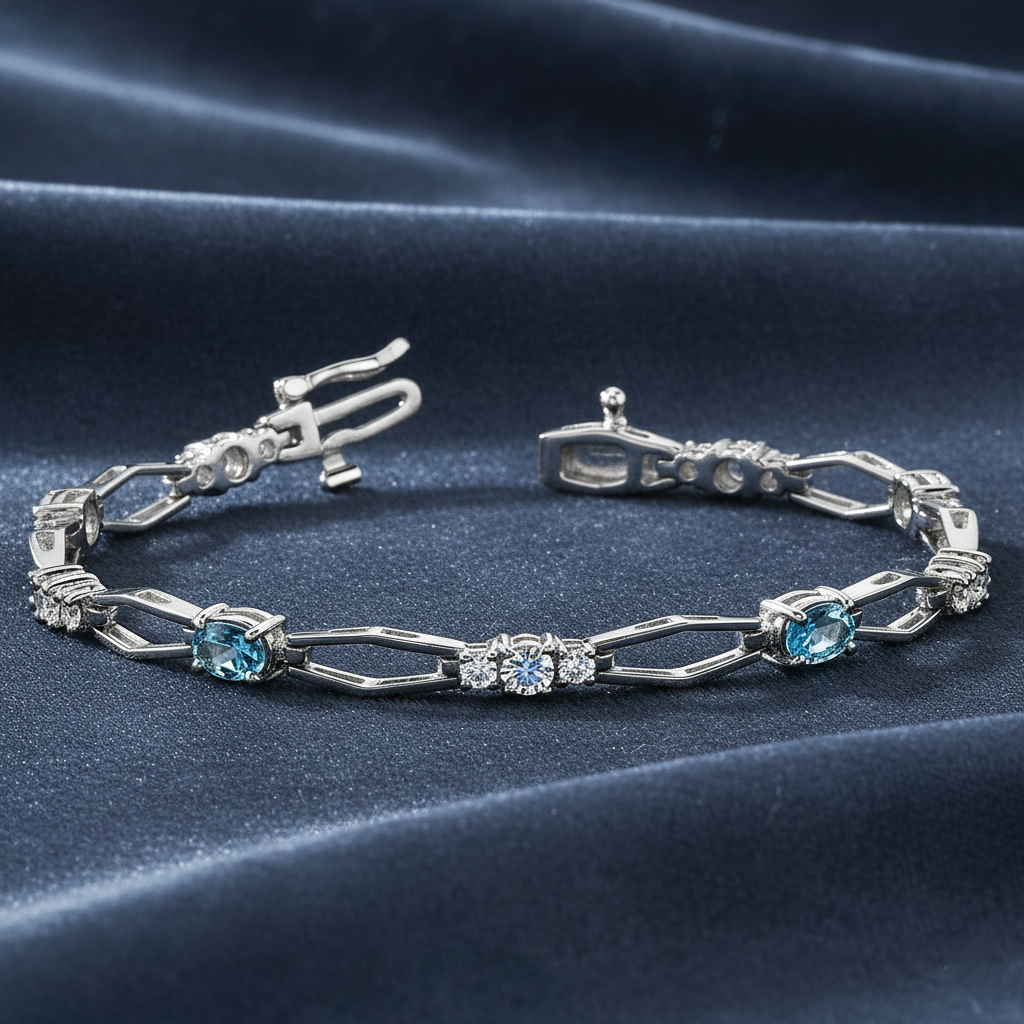 Modern Two-Tone Gemstone Statement Bracelet