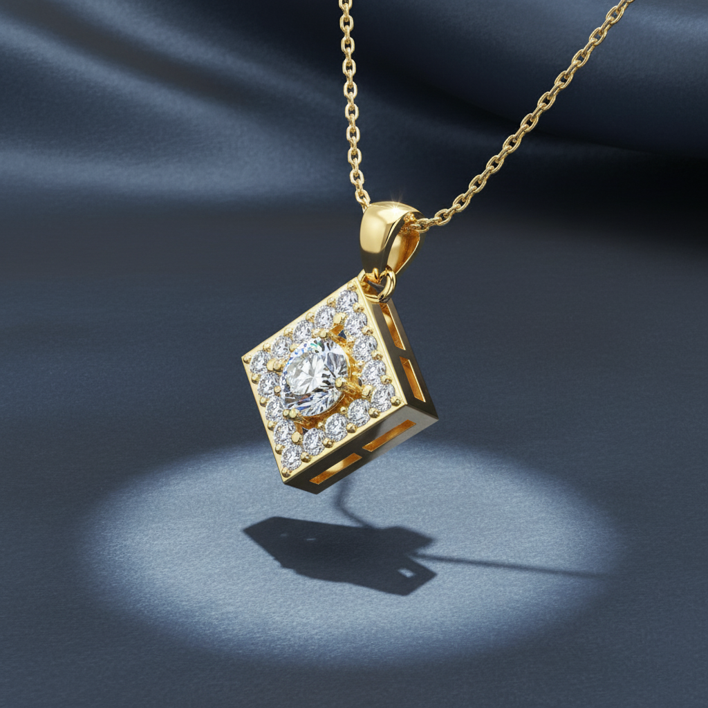 Modern Geometric Diamond Accent Necklace