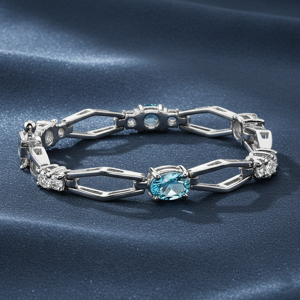 Modern Two-Tone Gemstone Statement Bracelet