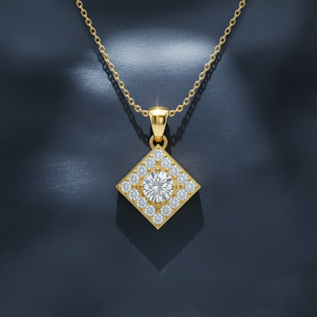 Modern Geometric Diamond Accent Necklace