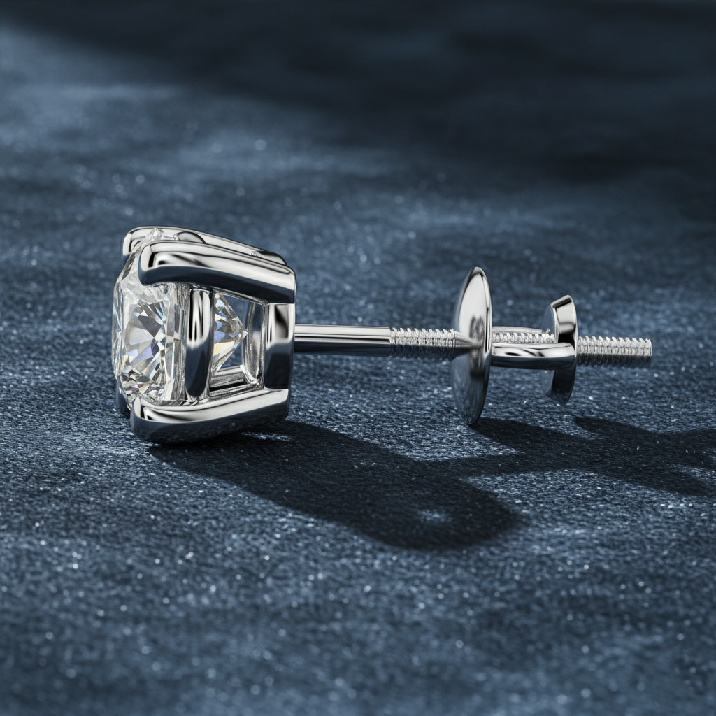 Classic Round Diamond Single Stud Earring