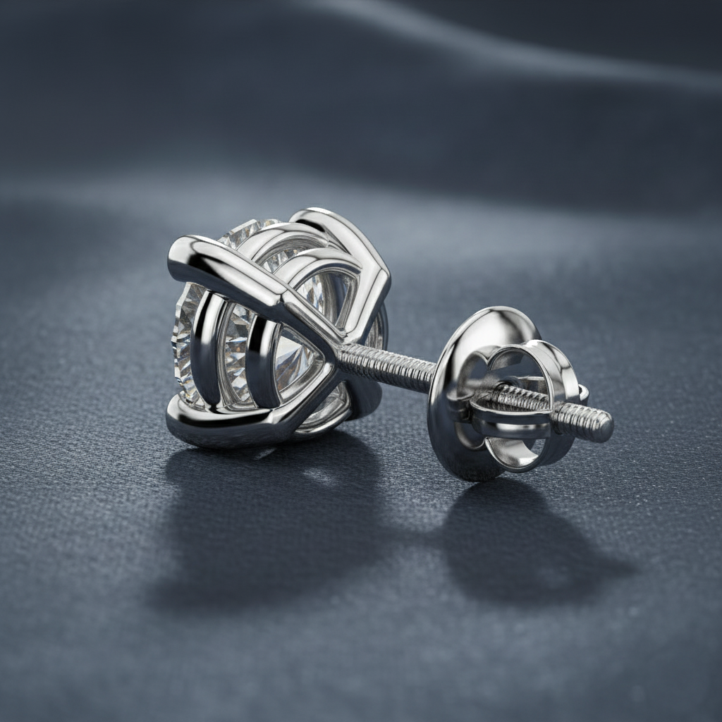 Classic Round Diamond Single Stud Earring