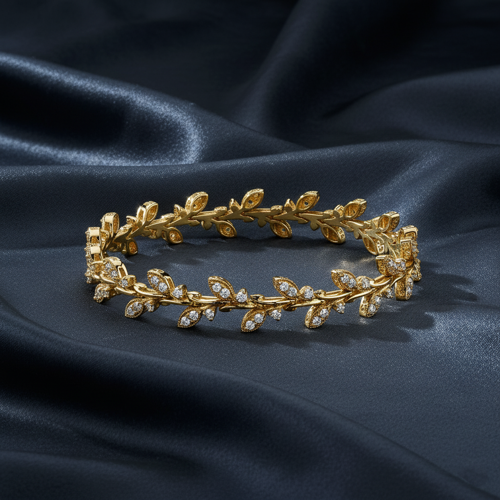 Sumptuous Leaf Design Diamond Bracelet