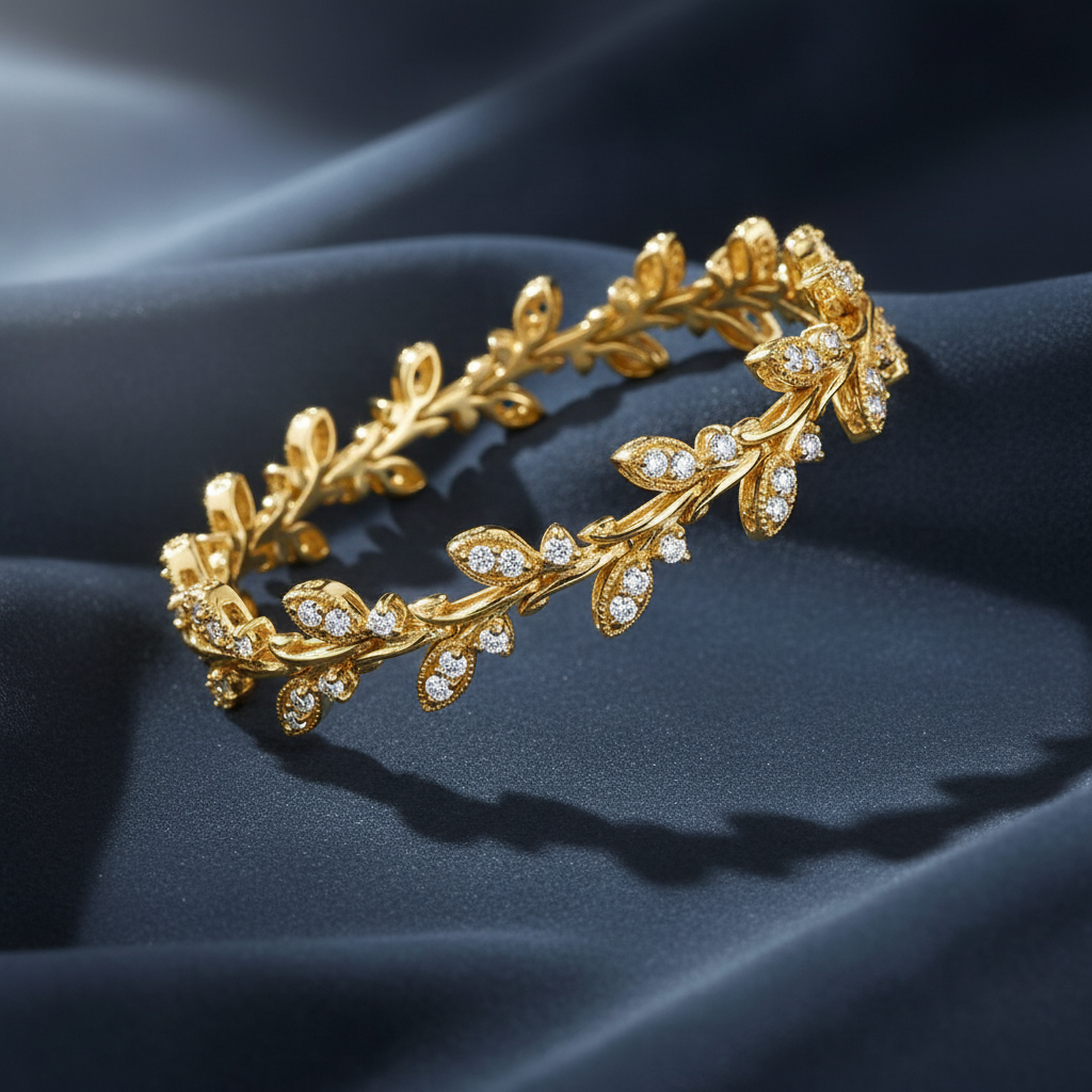 Sumptuous Leaf Design Diamond Bracelet