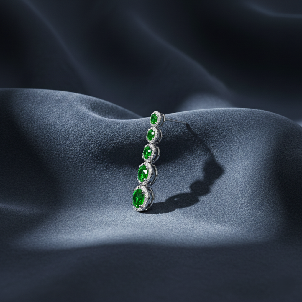 Elegant Green Gemstone Milgrain Dangles