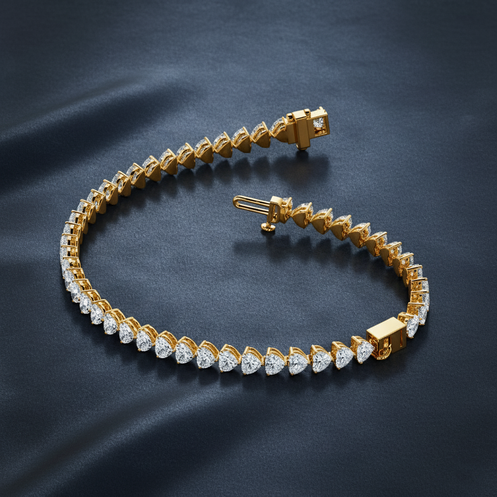 Striking Heart Shaped Lab Diamond Tennis Bracelet