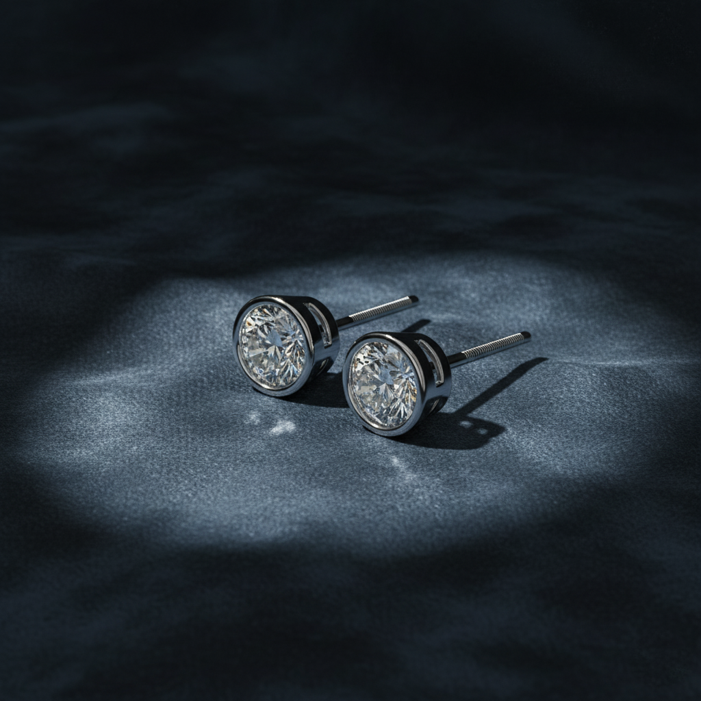 Luxury Round Diamond Studs Earrings