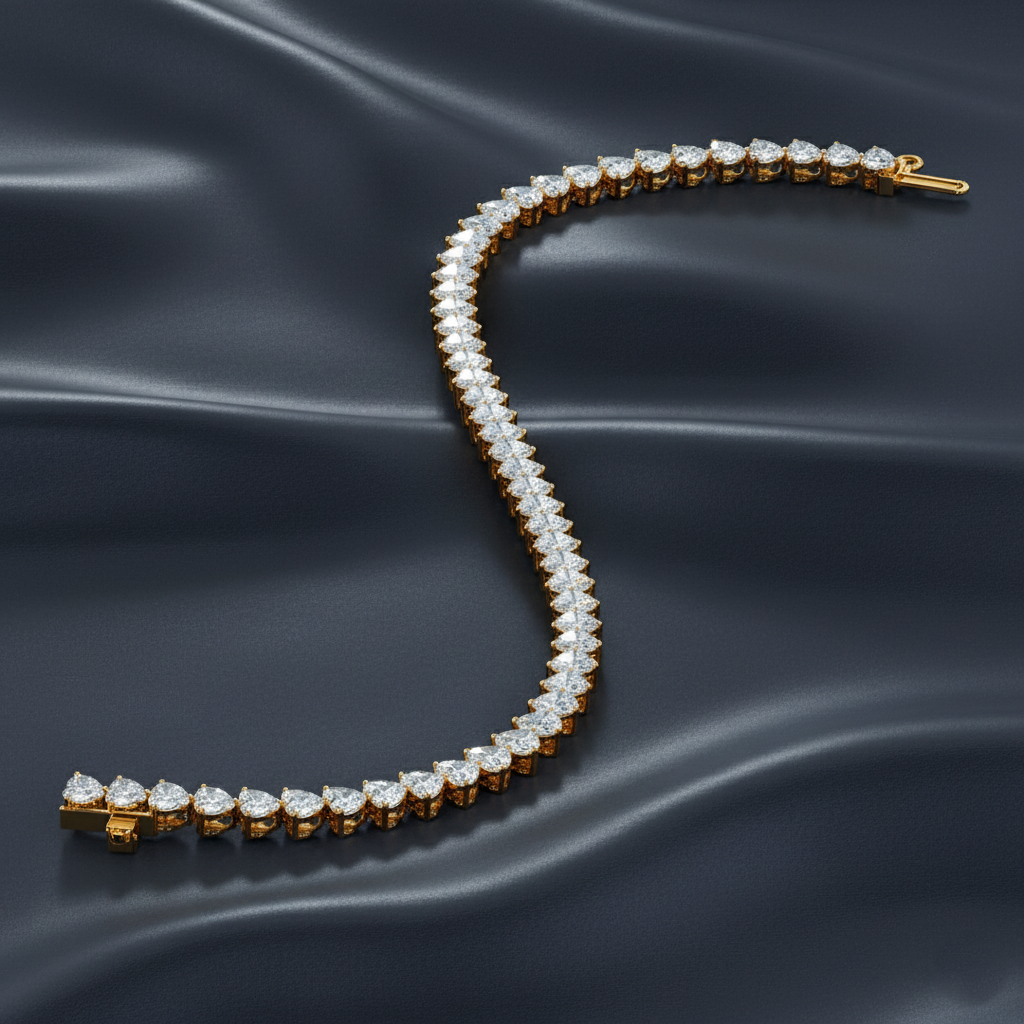 Striking Heart Shaped Lab Diamond Tennis Bracelet