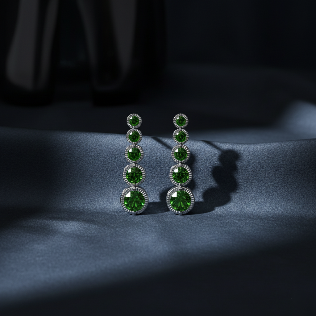 Elegant Green Gemstone Milgrain Dangles