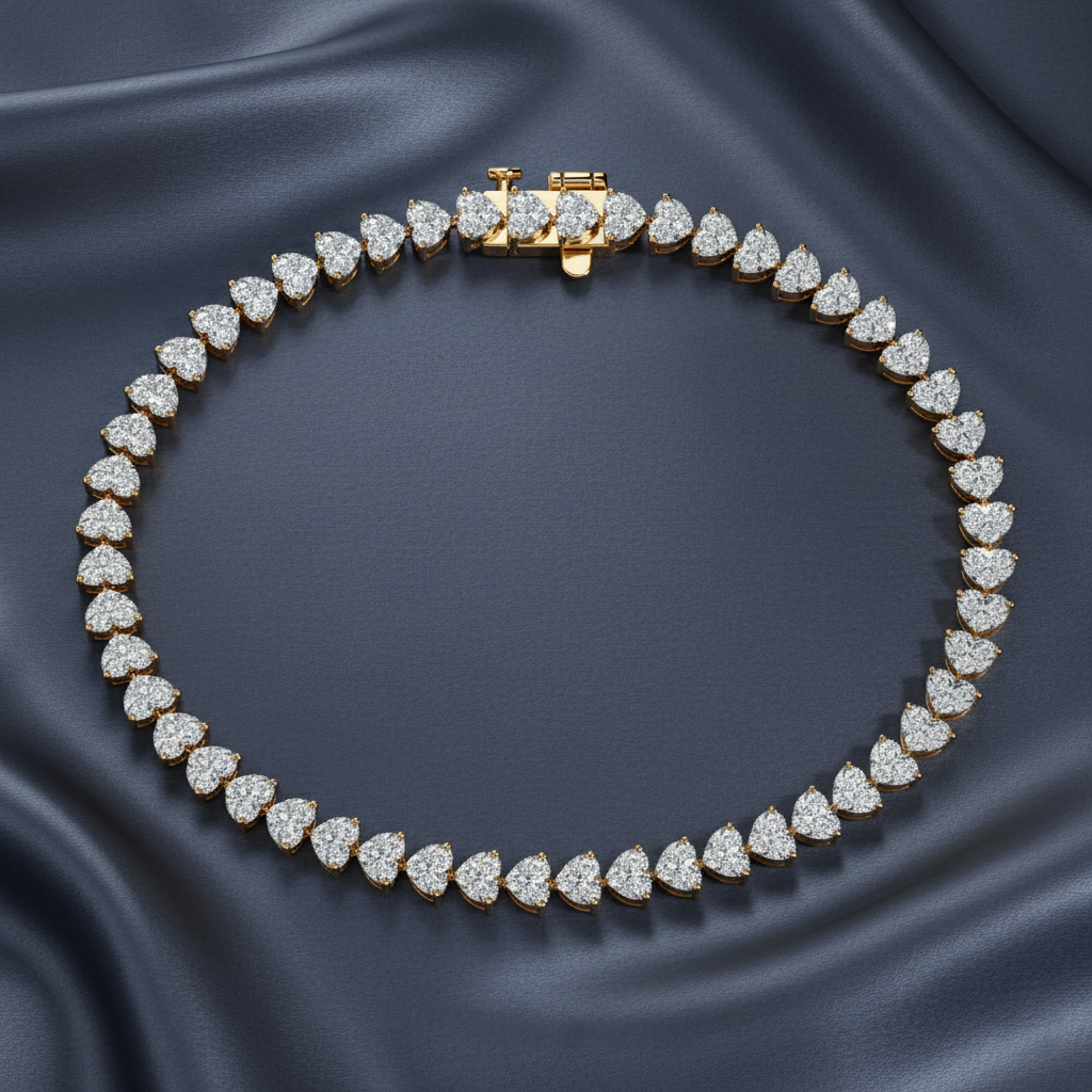 Striking Heart Shaped Lab Diamond Tennis Bracelet