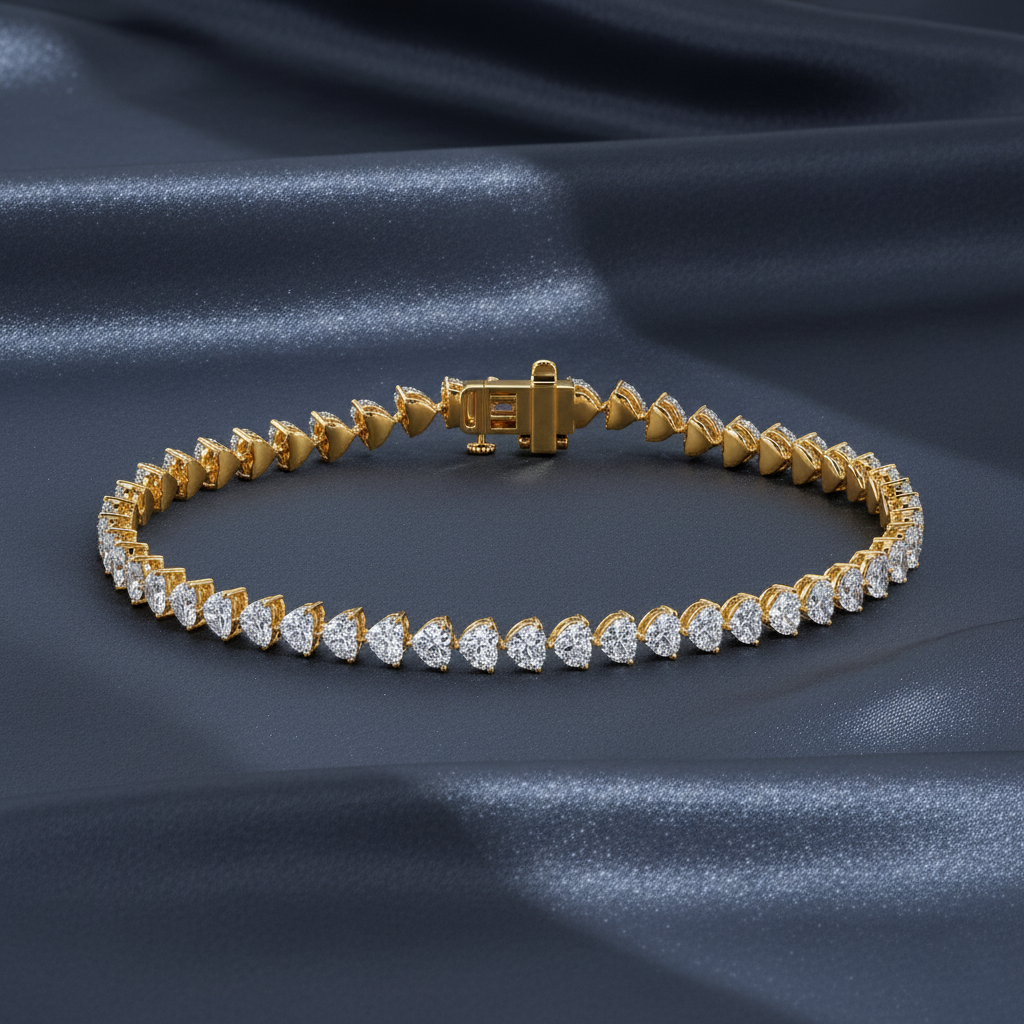 Striking Heart Shaped Lab Diamond Tennis Bracelet