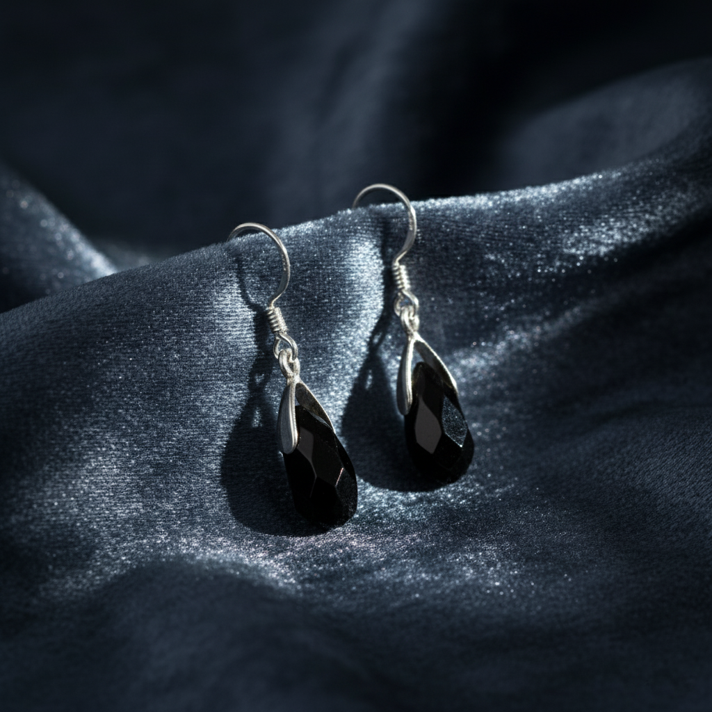 Striking Black Onyx Teardrop Earrings