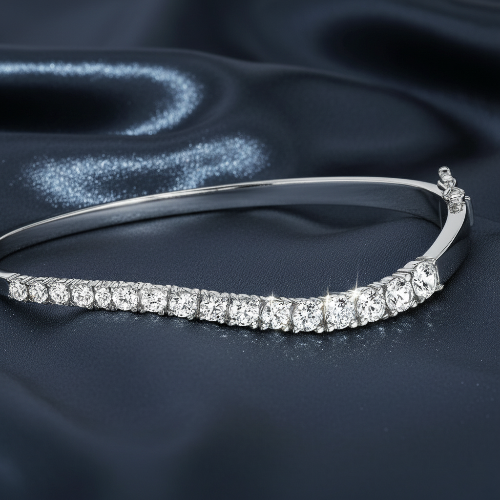 Elegant Curved Diamond Bangle Bracelet