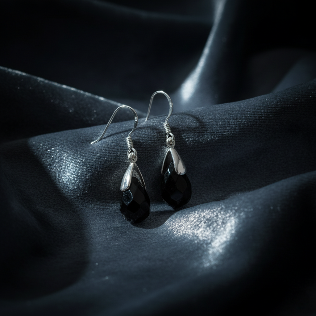 Striking Black Onyx Teardrop Earrings
