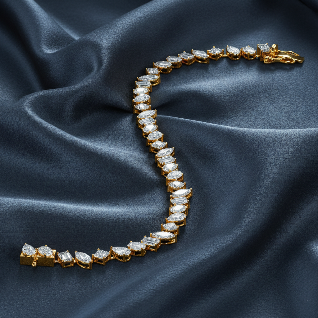 Distinctive Multi Shape Tilted Lab Diamond Bracelet