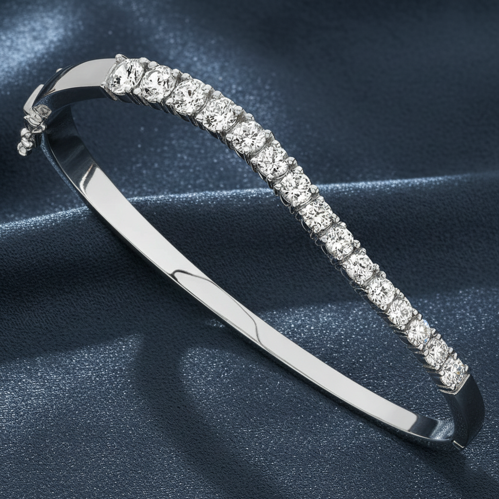 Elegant Curved Diamond Bangle Bracelet